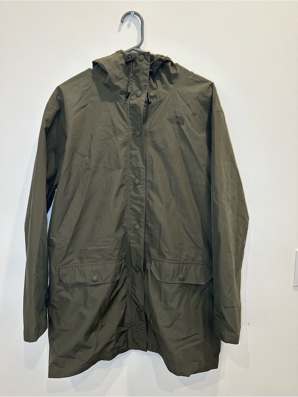 The North Face Women’s DryVent Hooded Rain Parka Jacket Olive Green Size Small